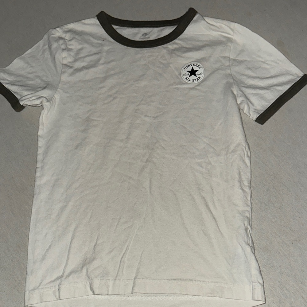 Kids Size Medium Converse White Tee with Black Trim